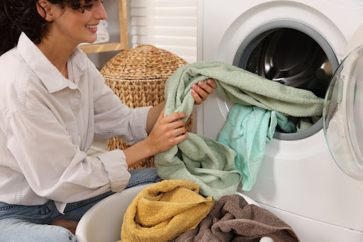 Homeowner doing laundry.